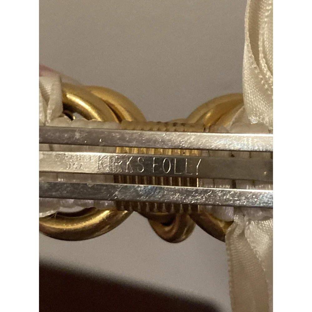 Kirks Folly Romance Bow Hair Barrette‎ Cream Ivory Gold France